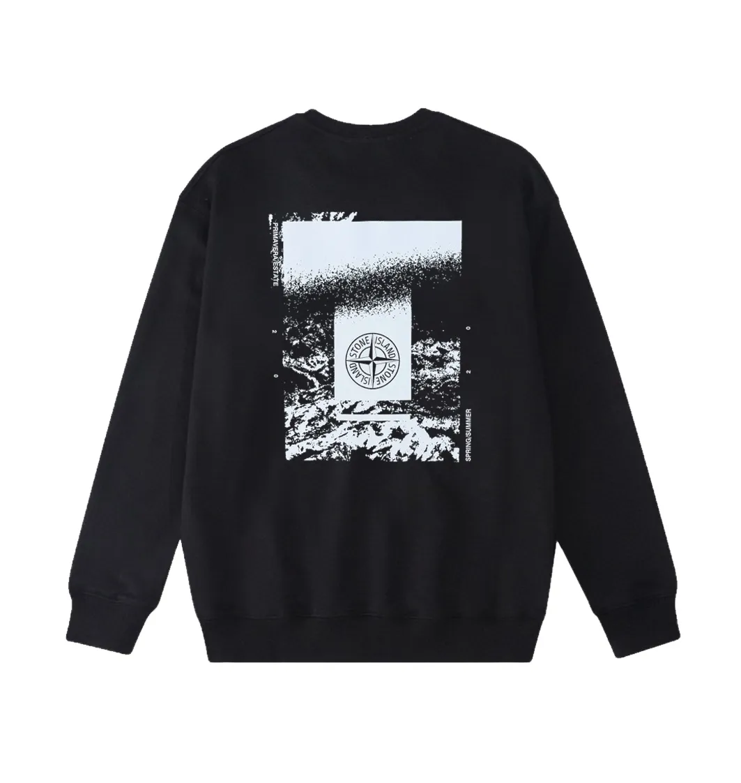 W808#P160💰 Stone Island Stone Island ruins compass logo printed round neck long-sleeved sweatshirt! Versatile base round neck sweatshirt for couples! Simple armband design, customized 1*1 thread (fine texture), 380g double-strand large terry fabric, very good quality, foreign trade craftsmanship, respect the original version! The threads at the cuffs and hem are all original bartacks! The time-consuming and material consumption distinguishes the ordinary version on the market! Tops worn by celebrities from all walks of life on INS, can be matched with couple styles!  Color: Black White Size: M-XXL